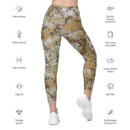 Italian Mimetico Vegetata Desert CAMO Leggings with pockets - Womens With Pockets