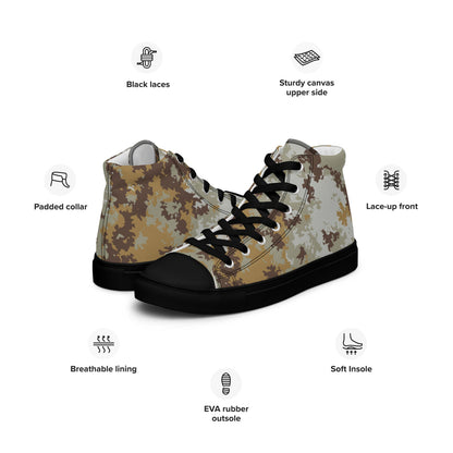 Italian Mimetico Vegetata Desert CAMO Men’s high top canvas shoes - Mens High Top Canvas Shoes