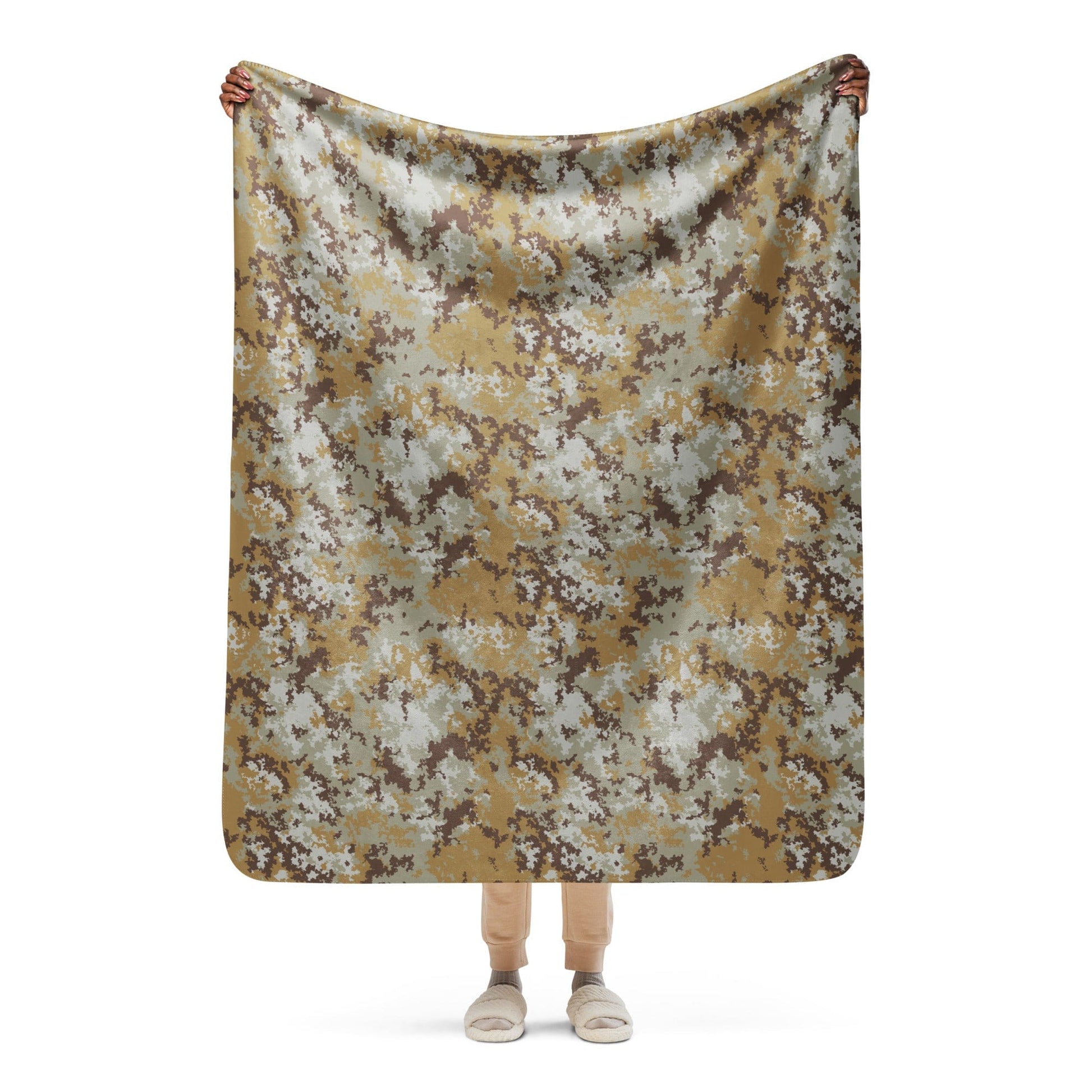 Italian Mimetico Vegetata Desert CAMO Sherpa blanket - 50″×60″