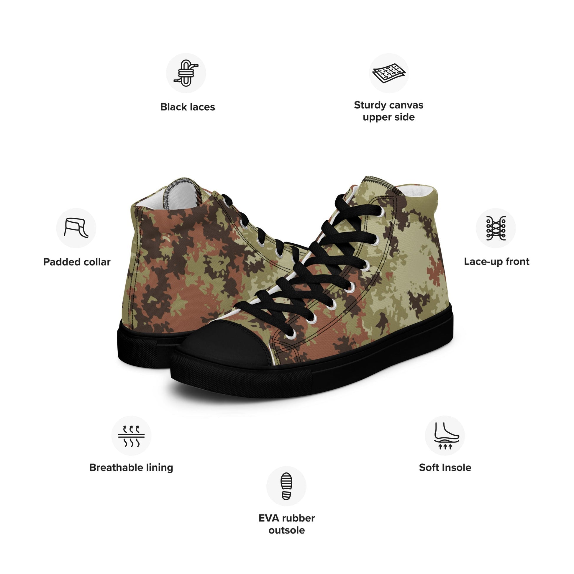Italian Mimetico Vegetata CAMO Mens high top canvas shoes - High Top Canvas Shoes