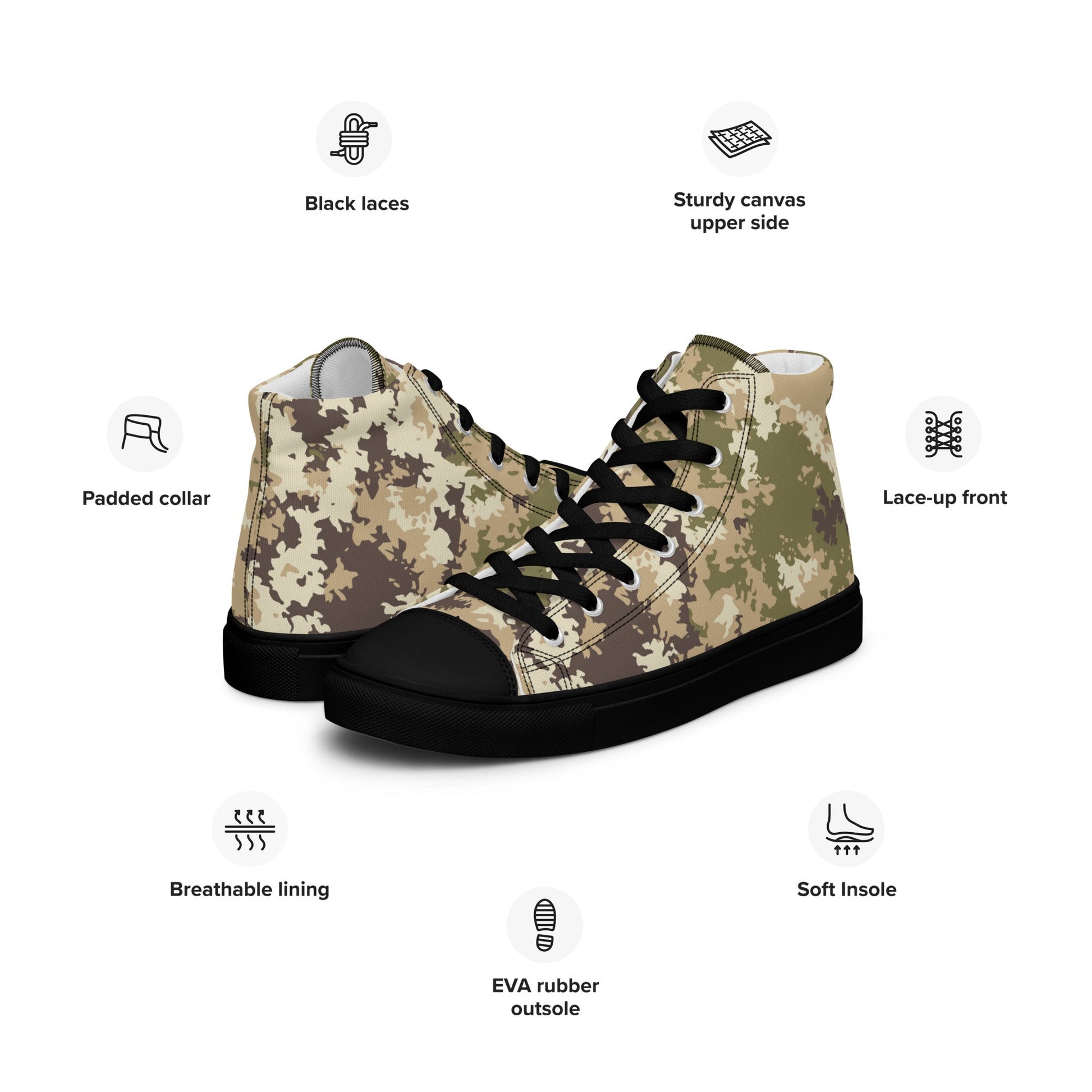 Italian Mimetico Vegetata Multiland CAMO Mens high top canvas shoes - High Top Canvas Shoes