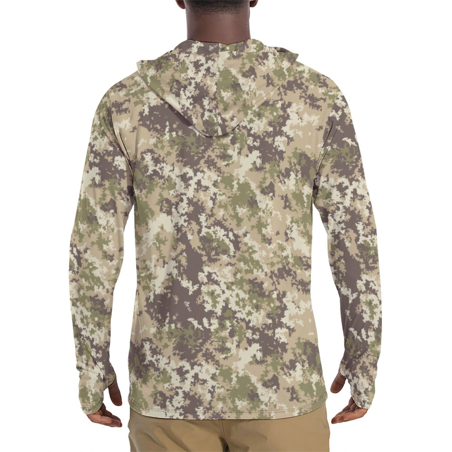 Italian Mimetico Vegetata Multiland CAMO Mens Sunscreen Sports Hoodie With Thumb Holes