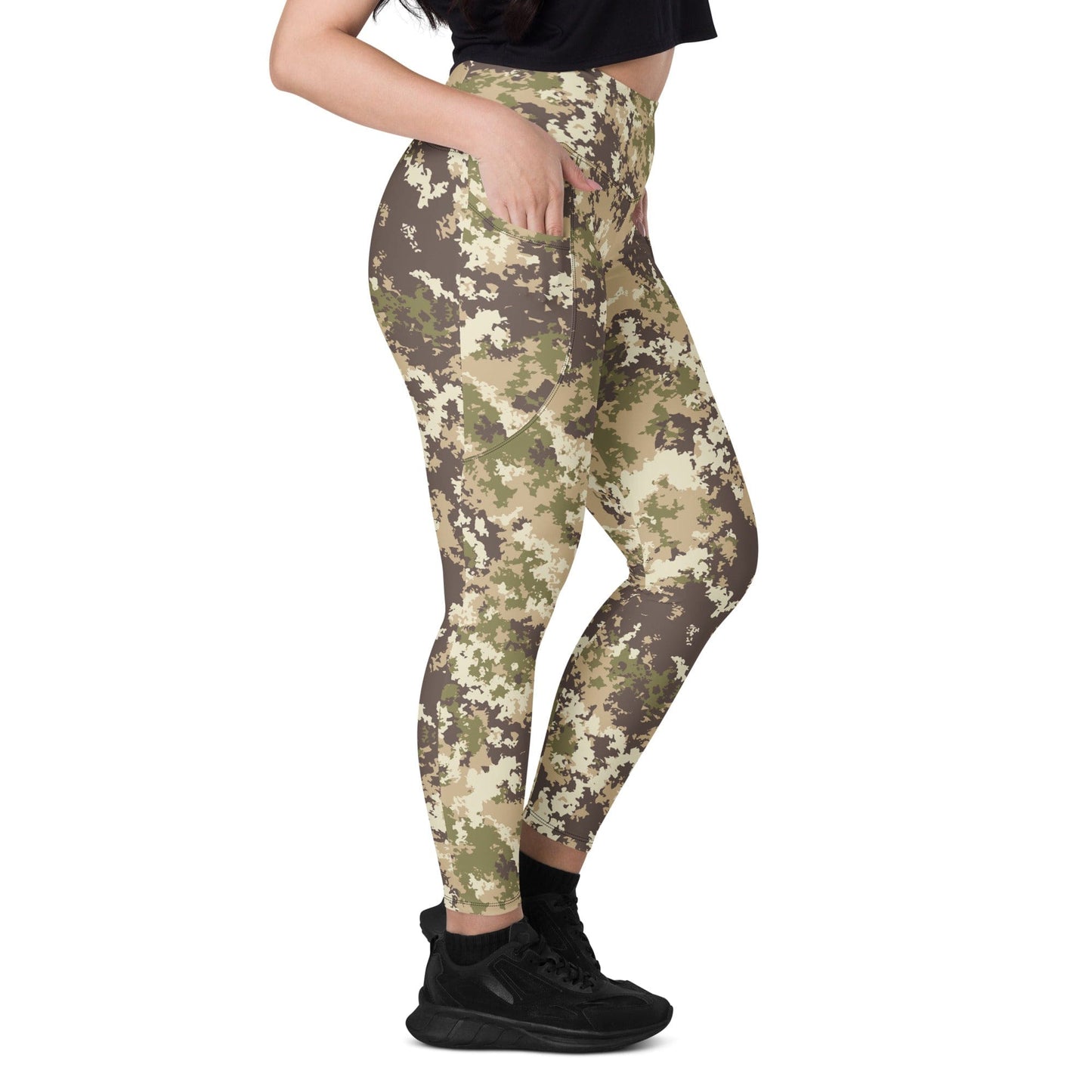 Italian Mimetico Vegetata Special Forces Multiland CAMO Leggings with pockets - Womens With Pockets