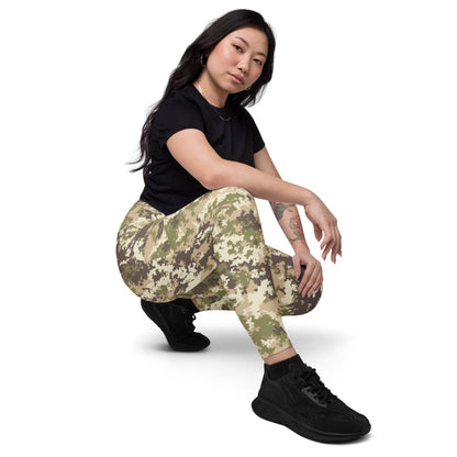 Italian Mimetico Vegetata Special Forces Multiland CAMO Leggings with pockets - Womens With Pockets