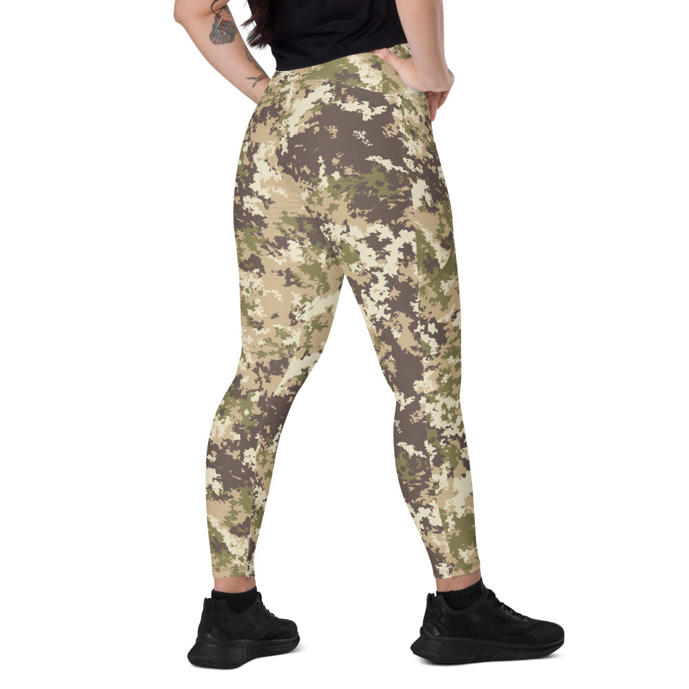 Italian Mimetico Vegetata Special Forces Multiland CAMO Leggings with pockets - 2XS - Womens With Pockets