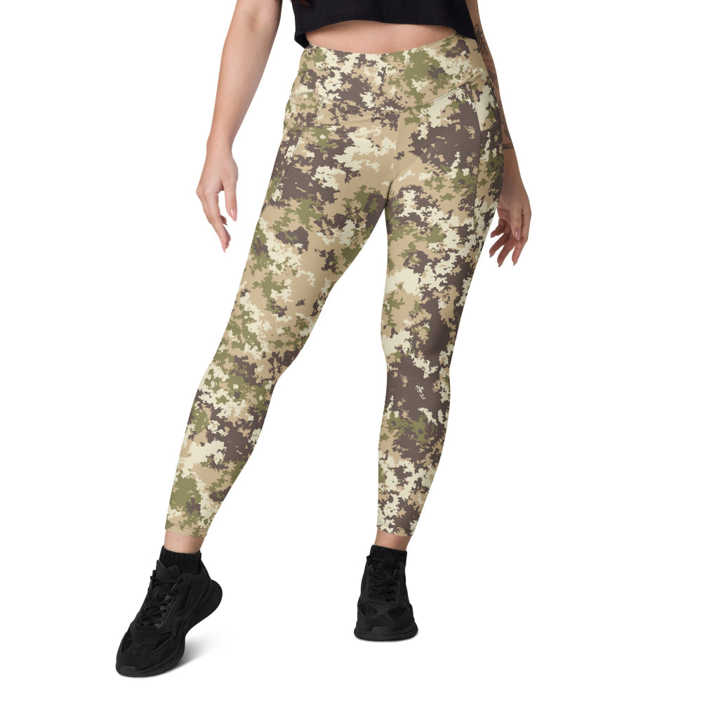 Italian Mimetico Vegetata Special Forces Multiland CAMO Leggings with pockets - Womens With Pockets