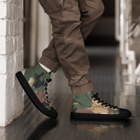 Italian Navy Special Operations Group COMSUBIN CAMO Men’s high top canvas shoes - Black / 5 - Mens High Top Canvas Shoes