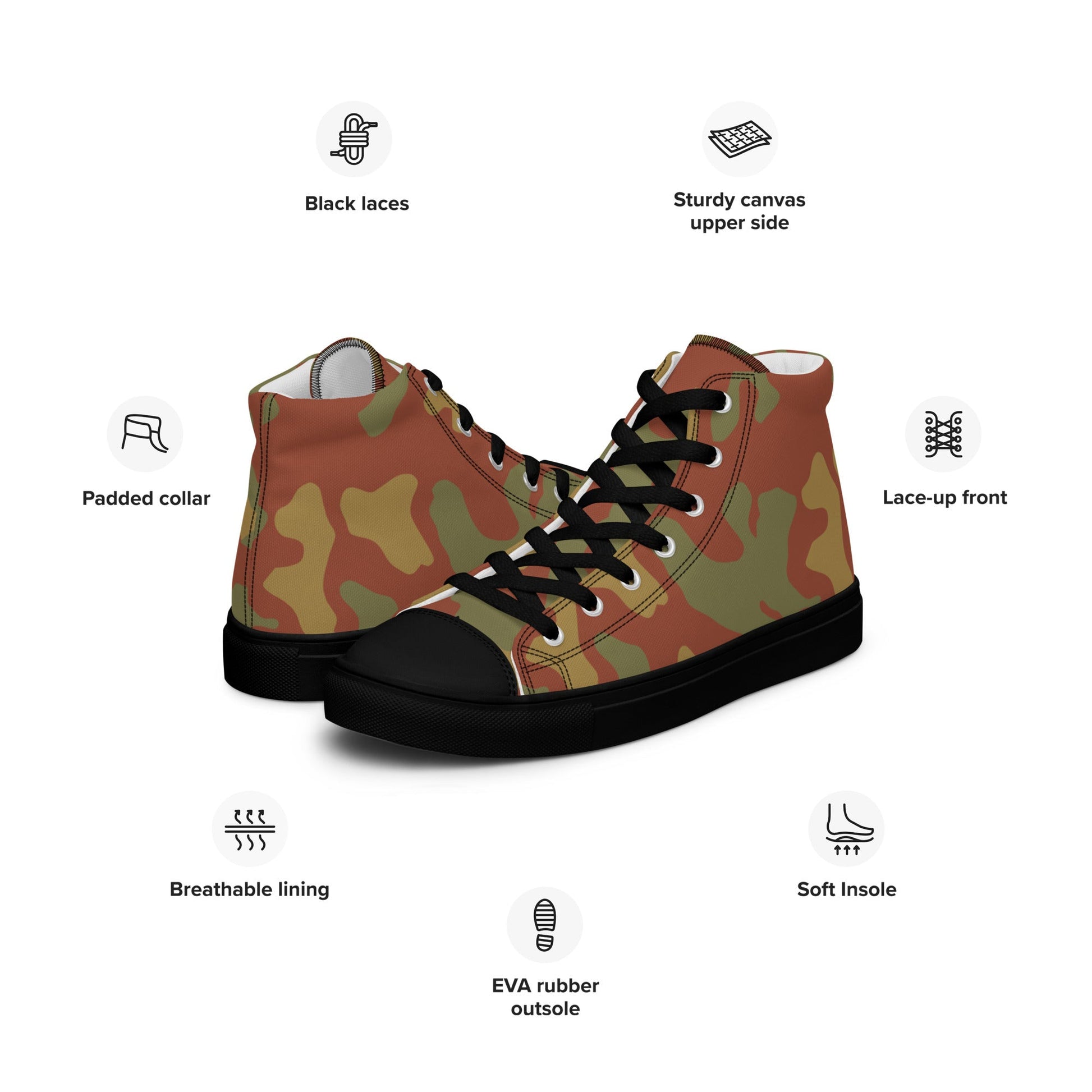 Italian Telo Mimetico Desert CAMO Mens high top canvas shoes - High Top Canvas Shoes