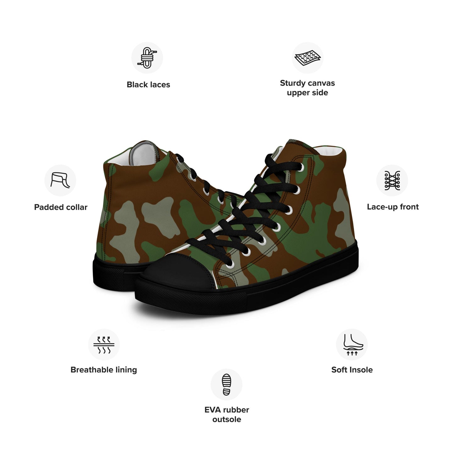Italian Telo Mimetico Woodland CAMO Mens High-Top Canvas Shoes