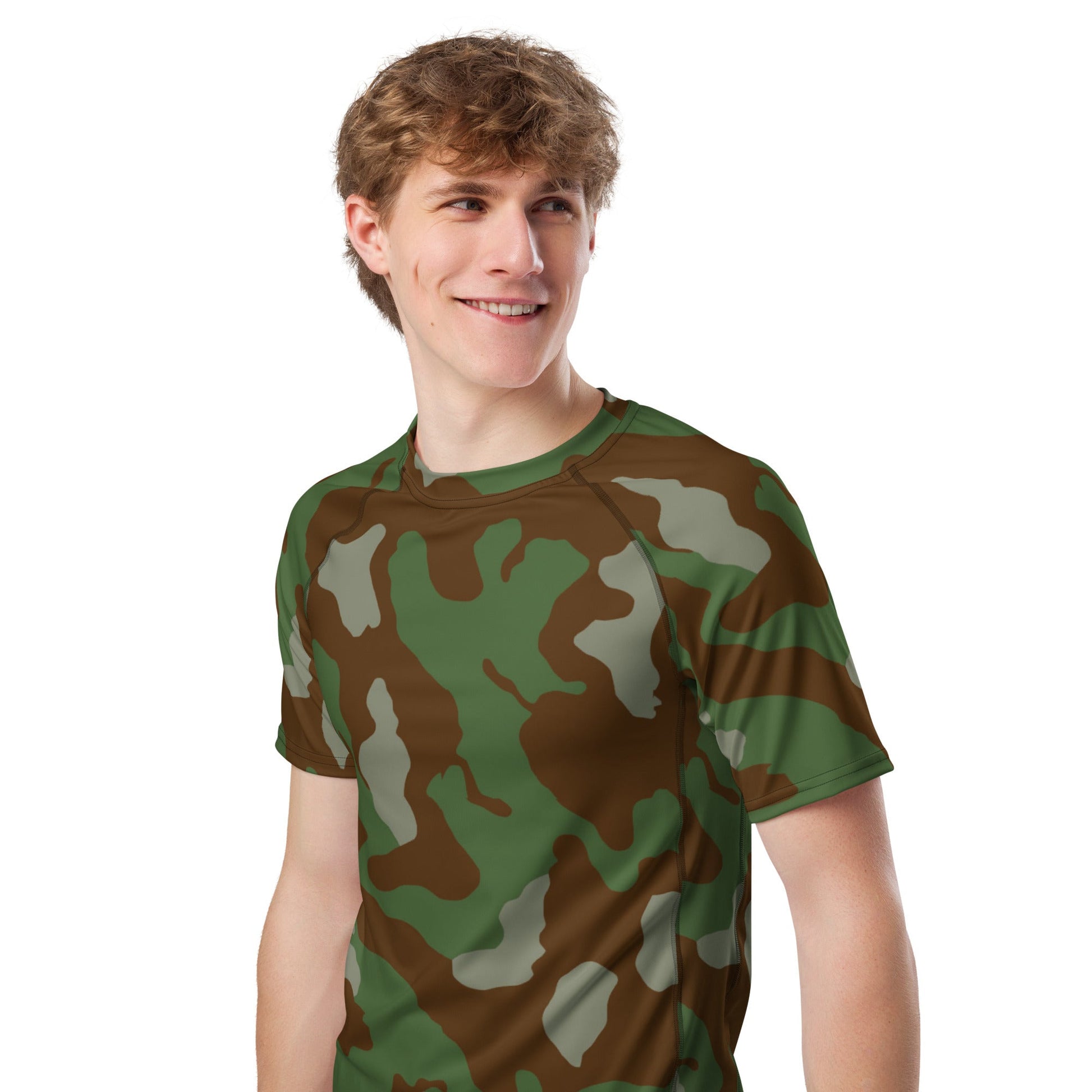 Italian Telo Mimetico Woodland CAMO Mens Short-Sleeve Rash Guard - Short-sleeve Guards
