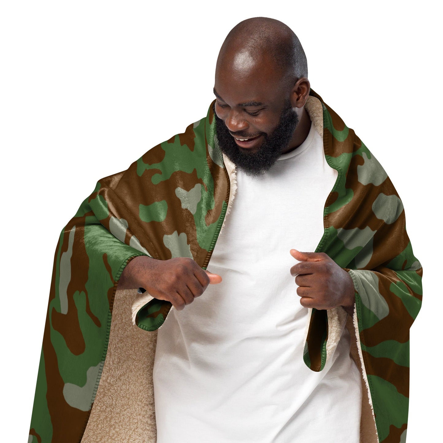 Italian Telo Mimetico Woodland CAMO Sherpa Blanket