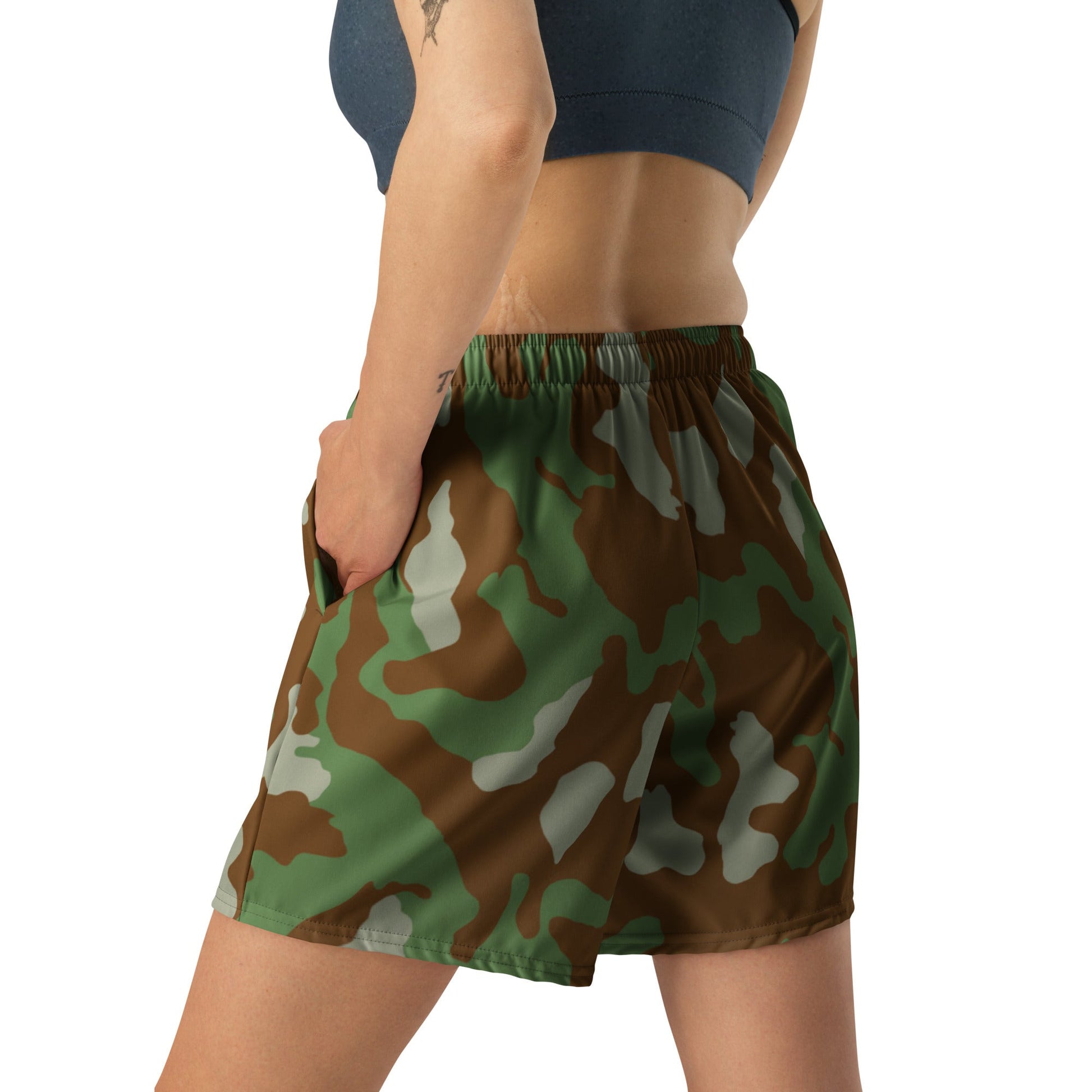 Italian Telo Mimetico Woodland CAMO Unisex Athletic Long Shorts