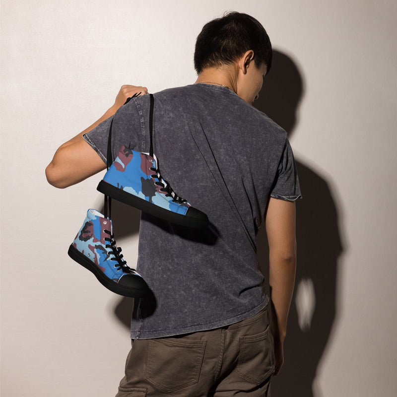 Cloud Brushstroke Ivory Coast CAMO Mens High-Top Canvas Shoes