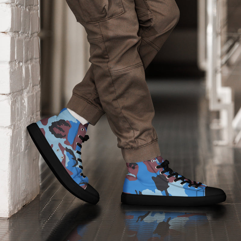 Cloud Brushstroke Ivory Coast CAMO Mens High-Top Canvas Shoes - 5