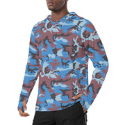 Cloud Brushstroke Ivory Coast CAMO Mens Sunscreen Sports Hoodie With Thumb Holes