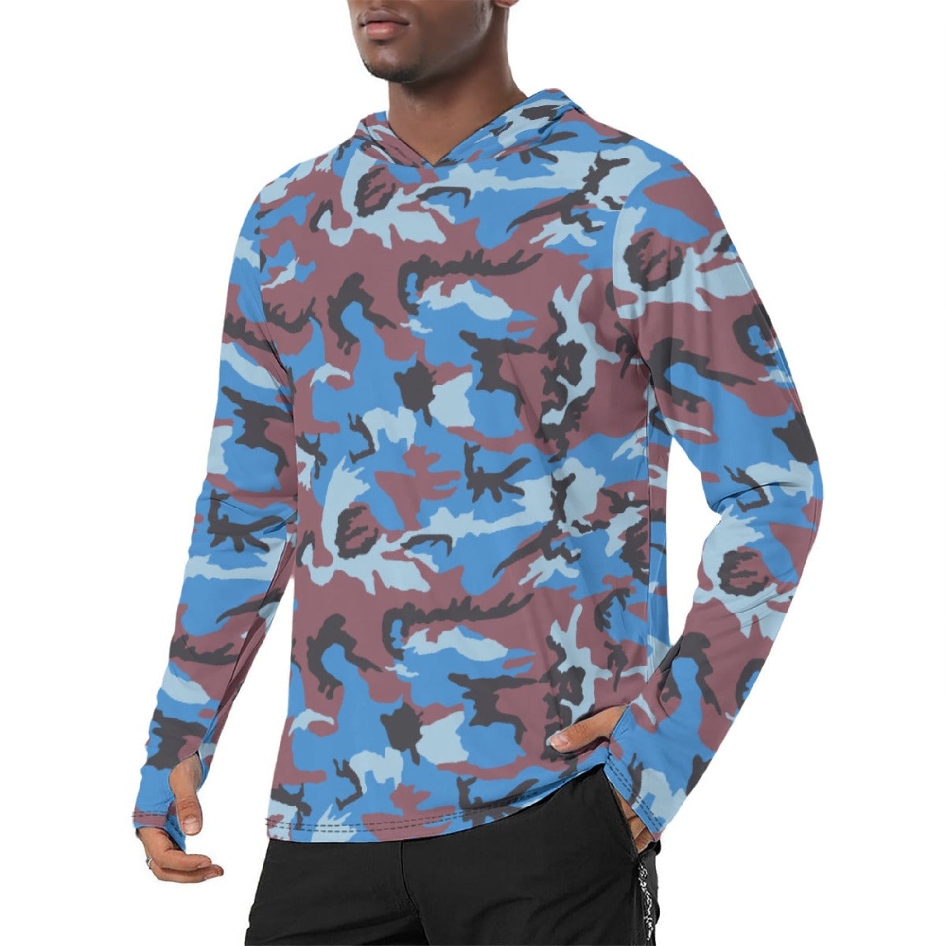 Ivory Coast Gendarmerie CAMO Mens Sunscreen Sports Hoodie With Thumb Holes - Hoodies