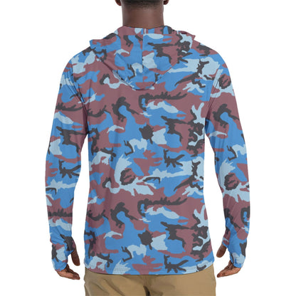Ivory Coast Gendarmerie CAMO Mens Sunscreen Sports Hoodie With Thumb Holes - S / White
