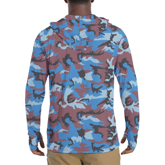 Ivory Coast Gendarmerie CAMO Mens Sunscreen Sports Hoodie With Thumb Holes - S / White