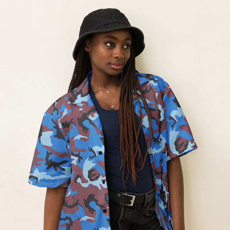 Cloud Brushstroke Ivory Coast CAMO Unisex Short-Sleeve Button Shirt - Button-Up