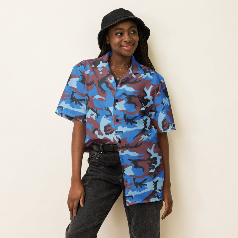 Cloud Brushstroke Ivory Coast CAMO Unisex Short-Sleeve Button Shirt - Button-Up