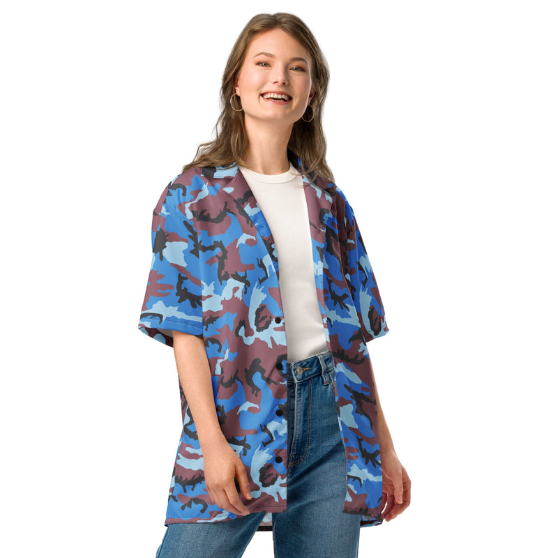 Cloud Brushstroke Ivory Coast CAMO Unisex Short-Sleeve Button Shirt - Button-Up