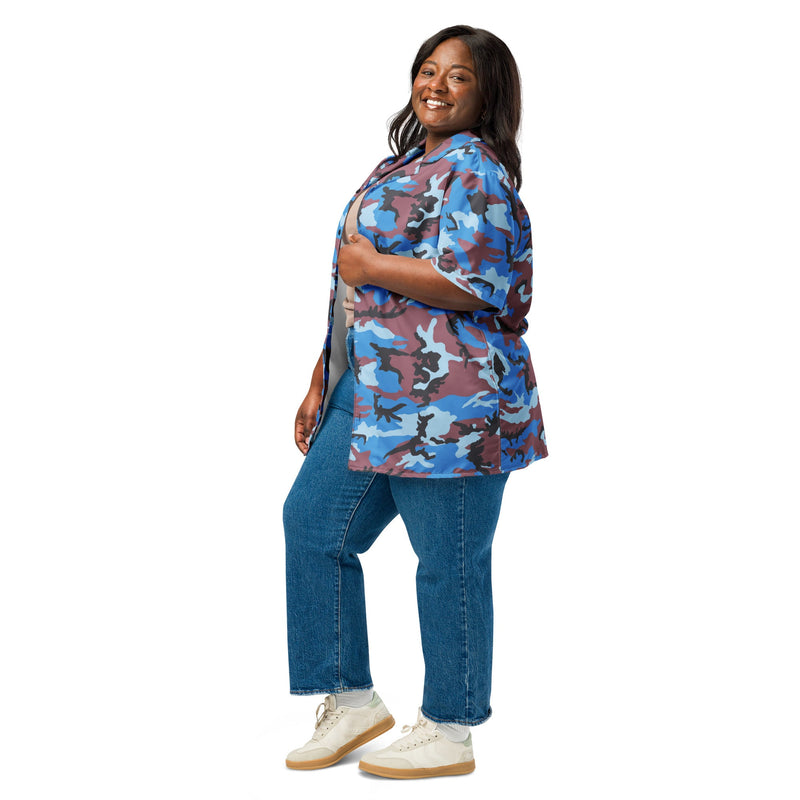Cloud Brushstroke Ivory Coast CAMO Unisex Short-Sleeve Button Shirt - Button-Up
