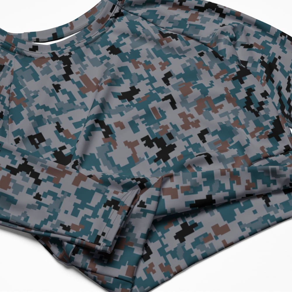 Japanese Air Self-Defense Force (JASDF) Digital CAMO long-sleeve crop top - Womens Long-Sleeve Crop Top