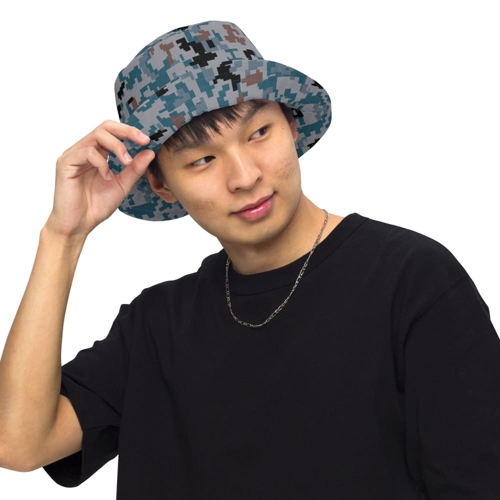 Japanese Air Self-Defense Force (JASDF) Digital CAMO Reversible bucket hat - Bucket Hat