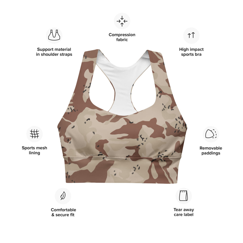 Japanese Desert CAMO Longline sports bra - Womens Sports Bra