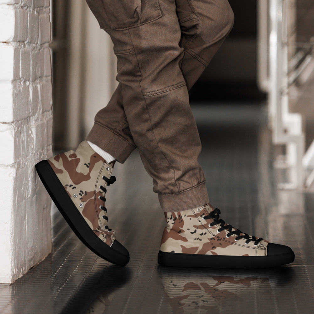 Japanese Desert CAMO Men’s high top canvas shoes - Black / 5 - Mens High Top Canvas Shoes