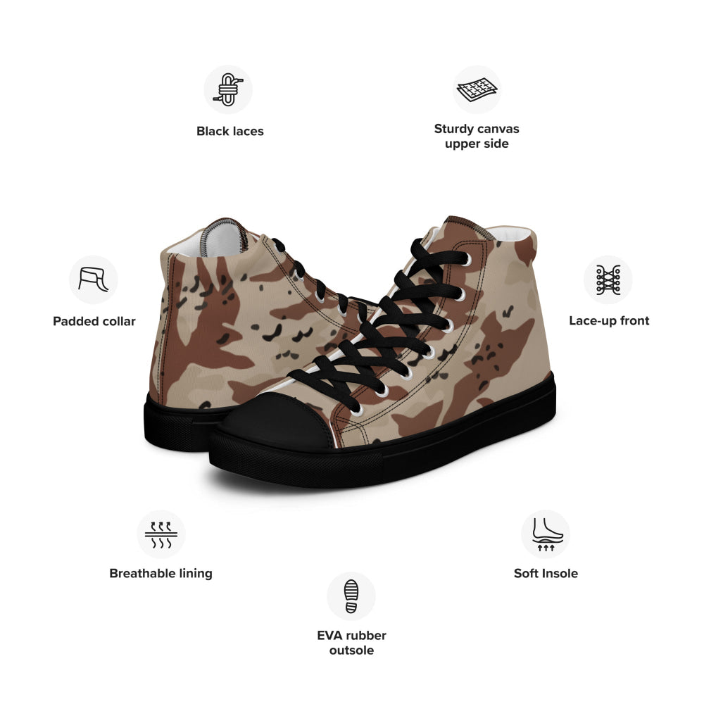 Japanese Desert CAMO Men’s high top canvas shoes - Mens High Top Canvas Shoes