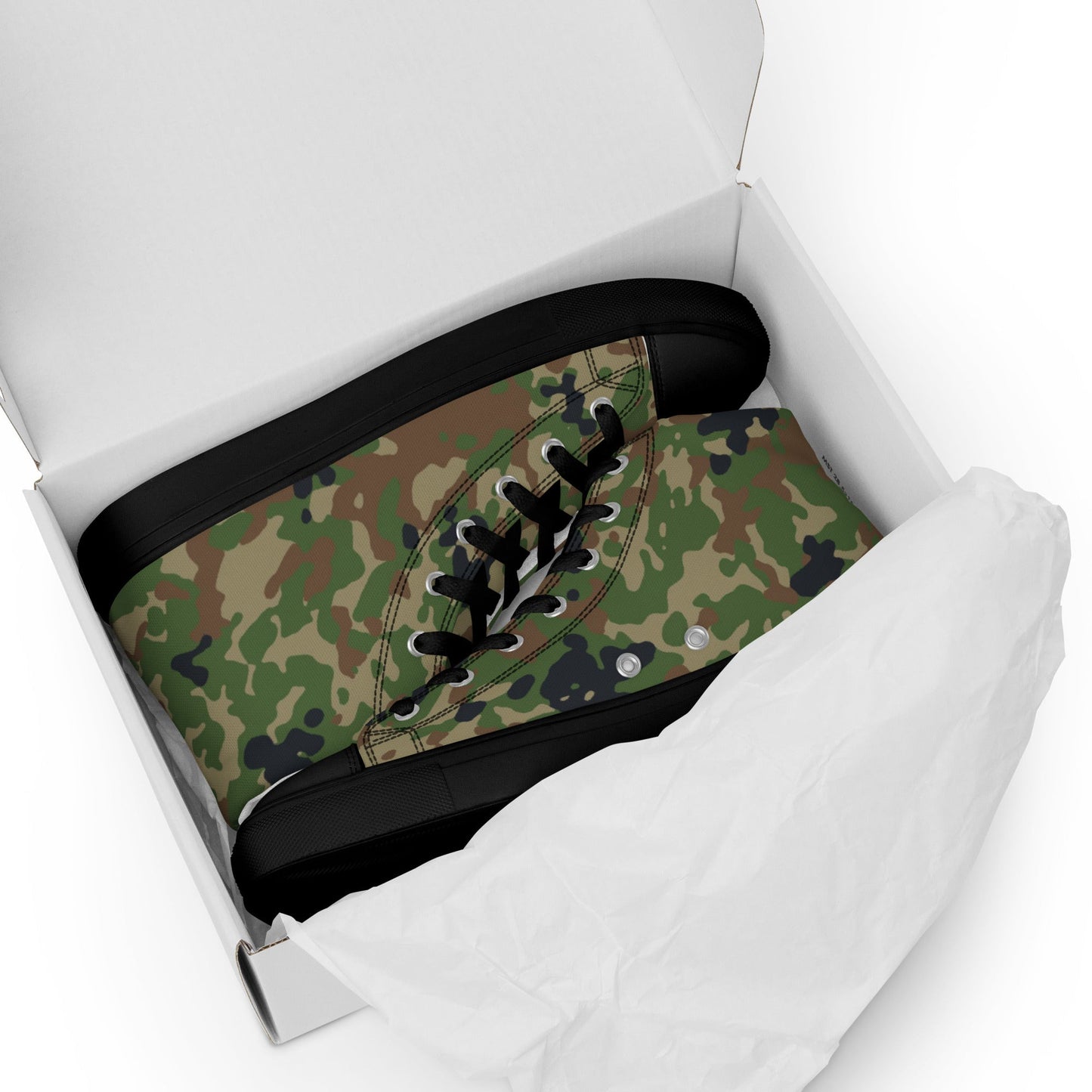 Japanese Flecktarn Jietai Woodland CAMO Mens high top canvas shoes - High Top Canvas Shoes