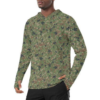 Japanese Flecktarn Jietai Woodland CAMO Mens Sunscreen Sports Hoodie With Thumb Holes - Hoodies