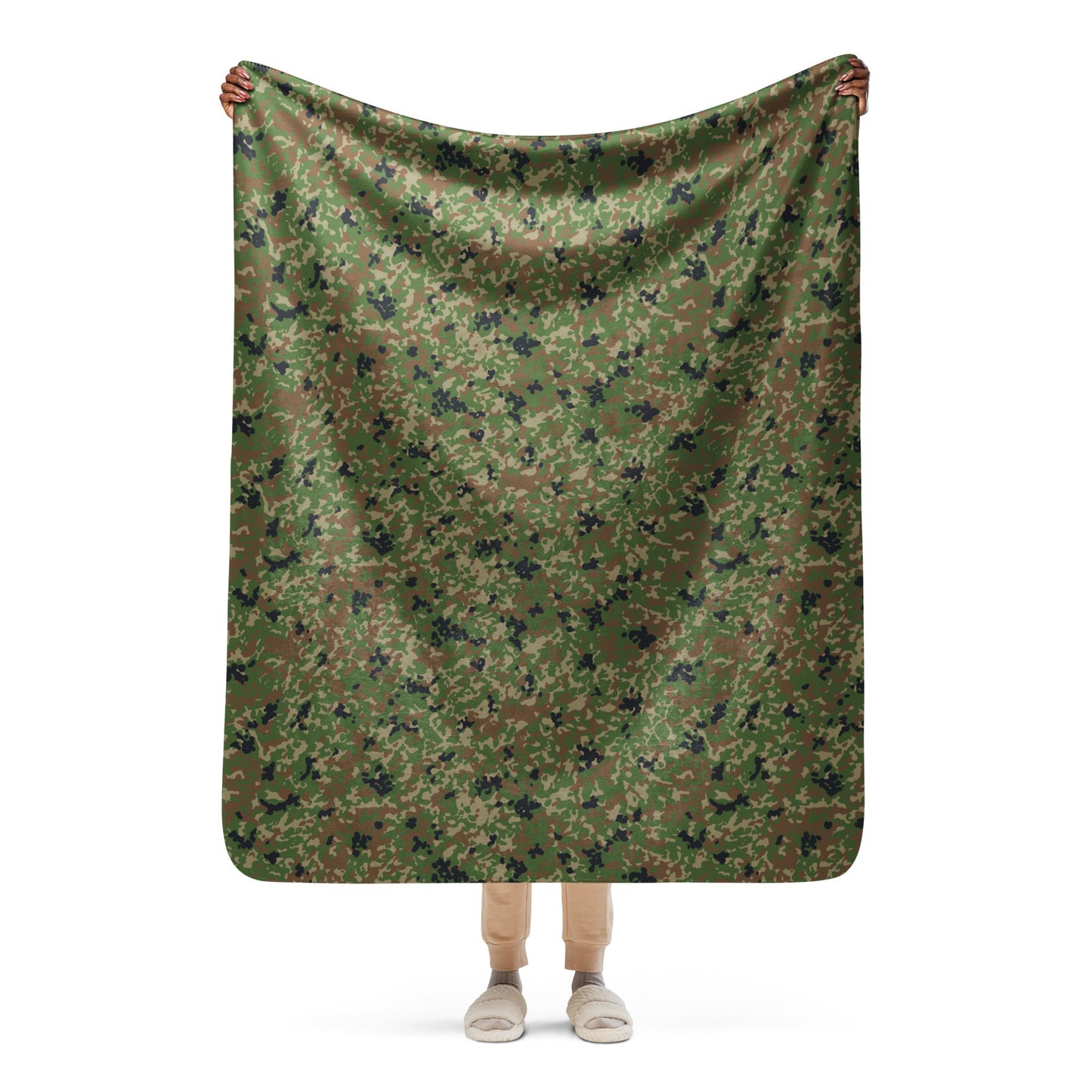 Japanese Flecktarn Jietai Woodland CAMO Sherpa blanket - 50″×60″ - Blankets
