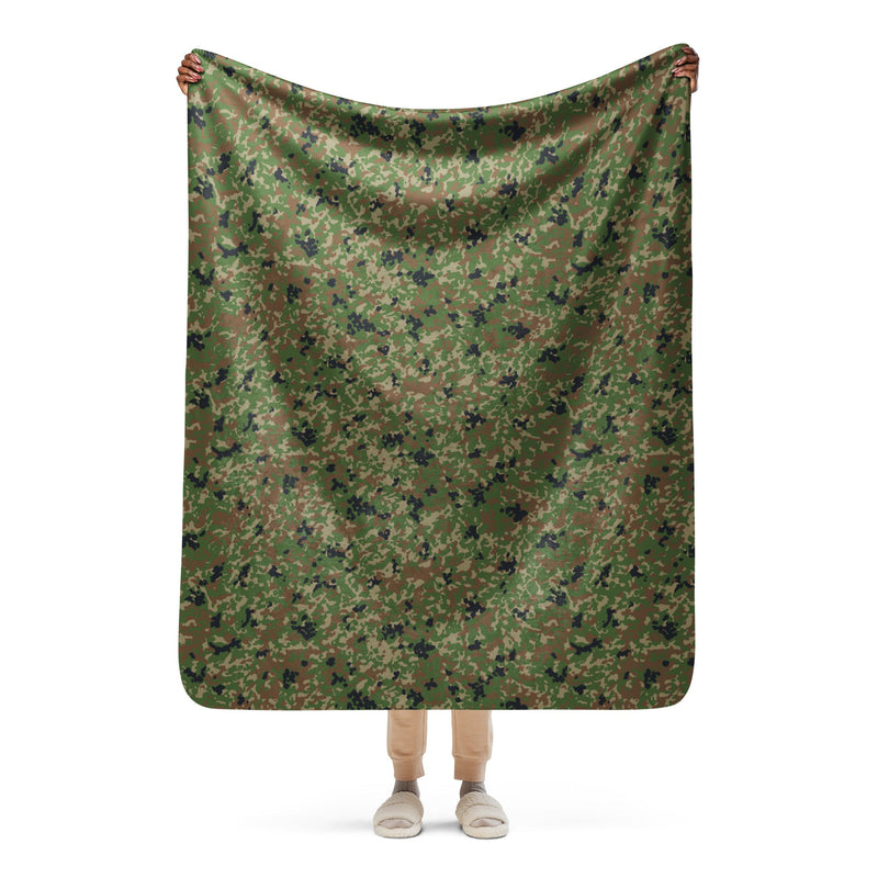 Japanese Jietai Type 2 Woodland CAMO Sherpa Blanket - 50″×60″