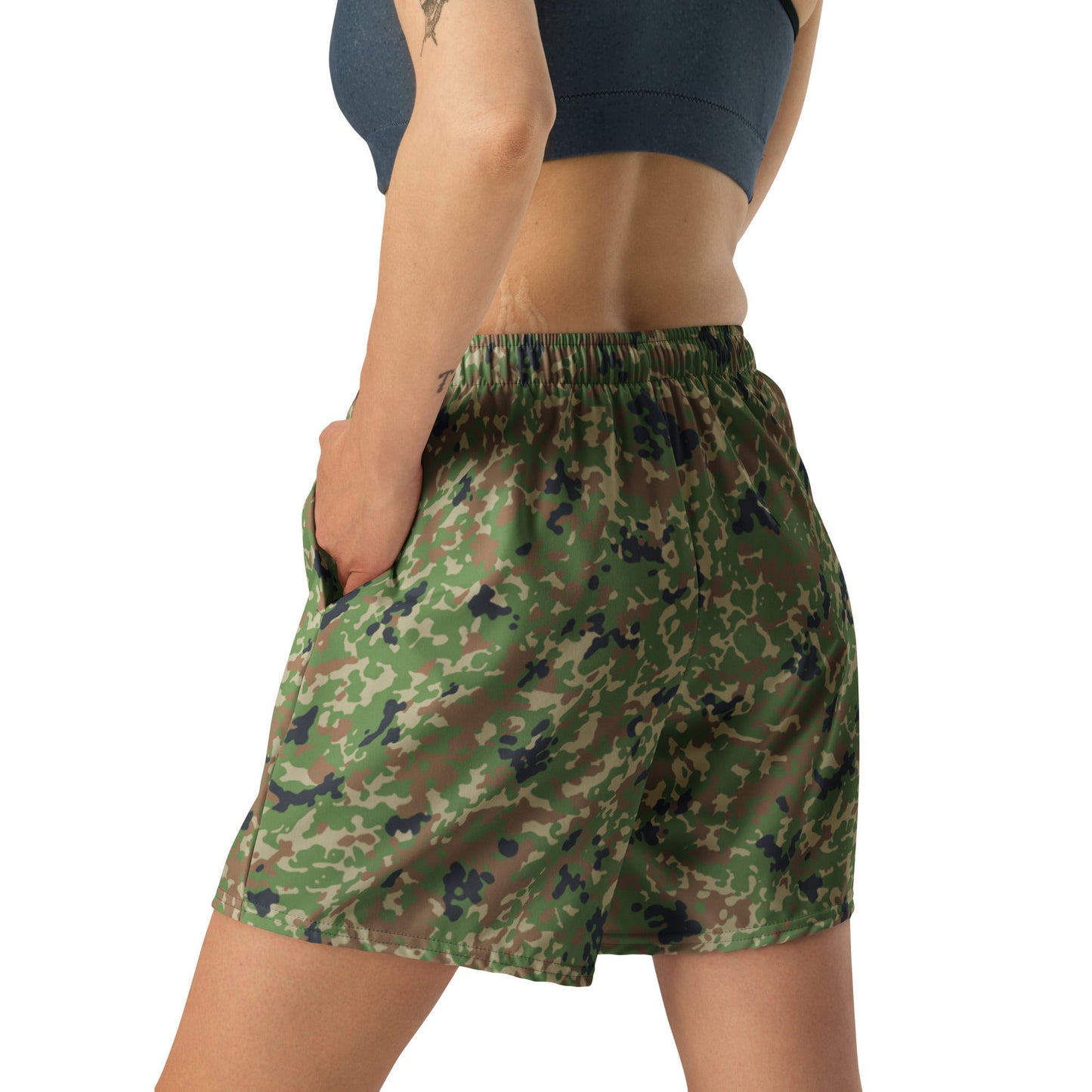 Japanese Flecktarn Jietai Woodland CAMO Unisex Athletic Long Shorts