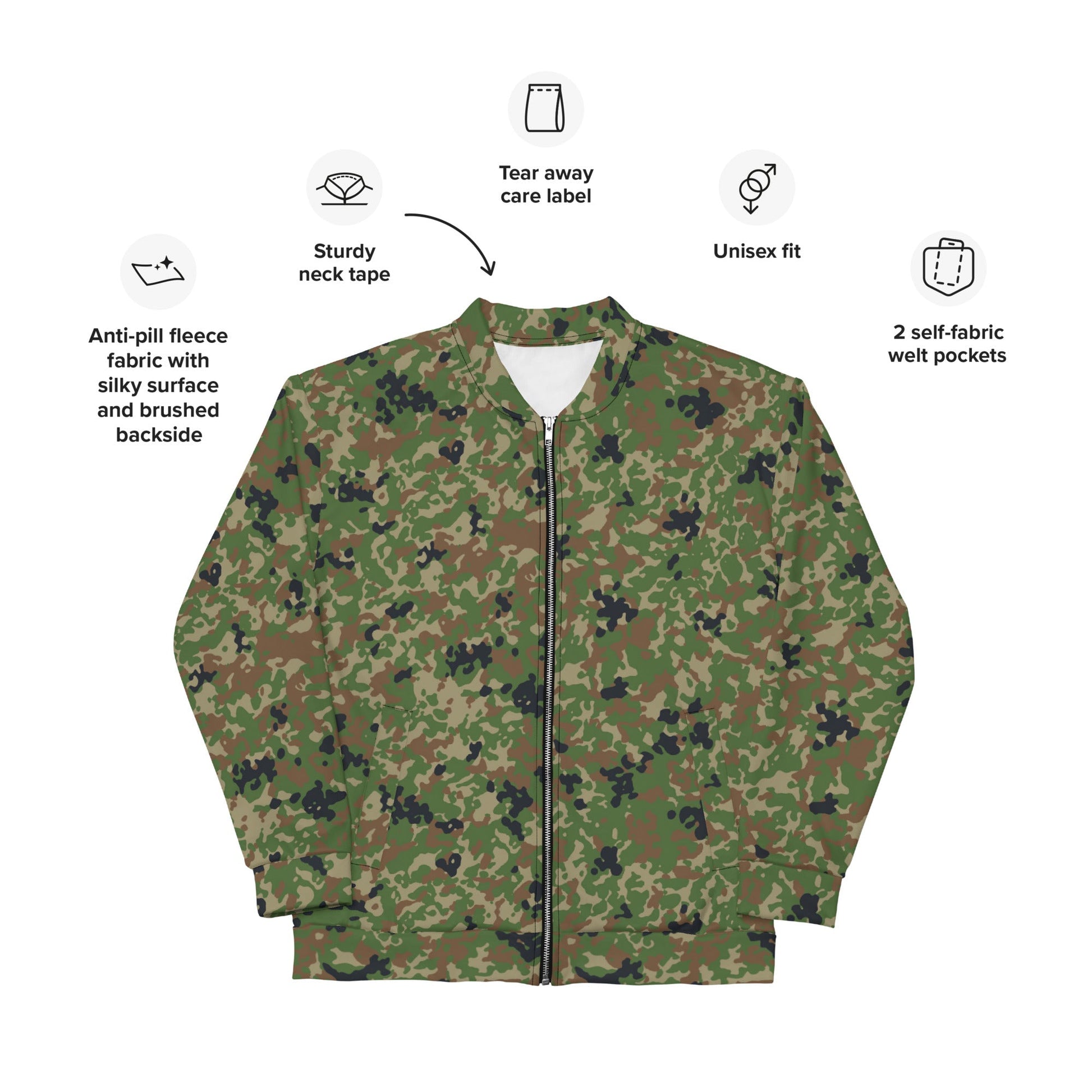 Japanese Flecktarn Jietai Woodland CAMO Unisex Bomber Jacket - Jackets