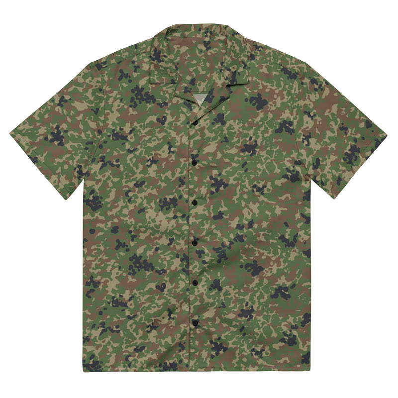 Japanese Jietai Type 2 Woodland CAMO Unisex Short-Sleeve Button Shirt - 2XS - Button-Up