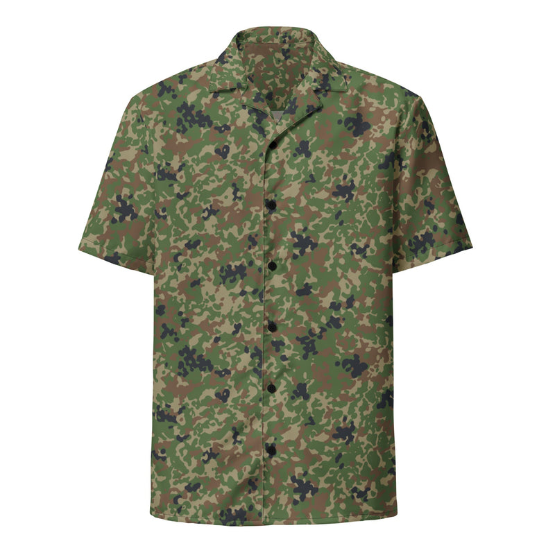 Japanese Jietai Type 2 Woodland CAMO Unisex Short-Sleeve Button Shirt - Button-Up