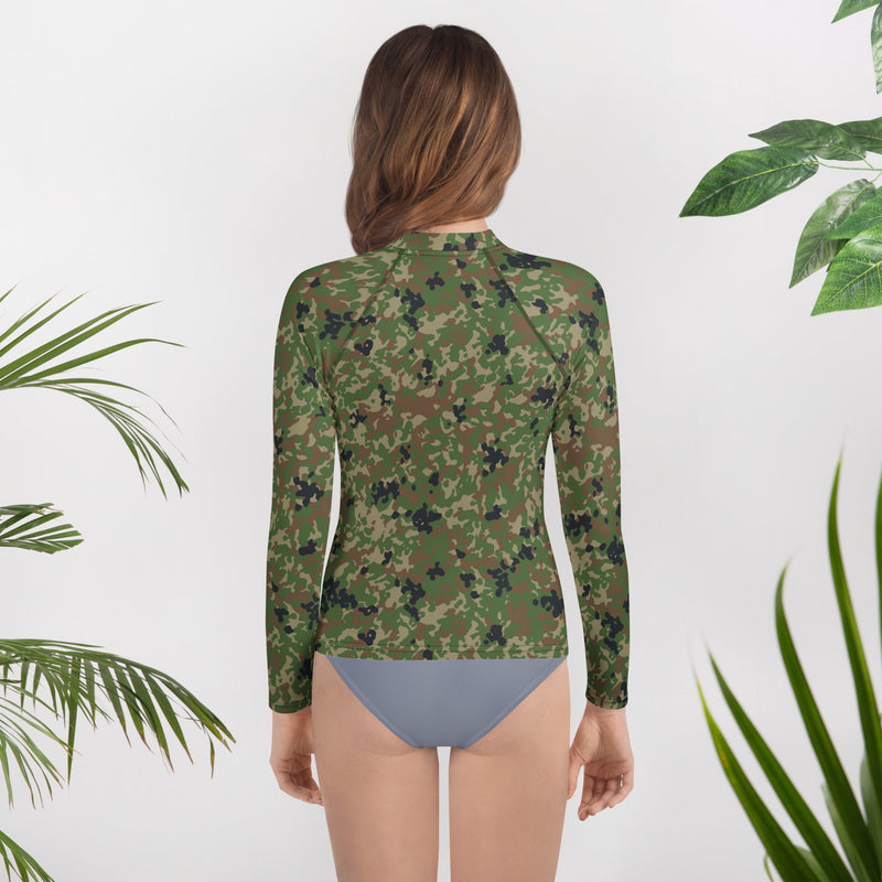 Jietai Type 2 Woodland CAMO Youth Rash Guard