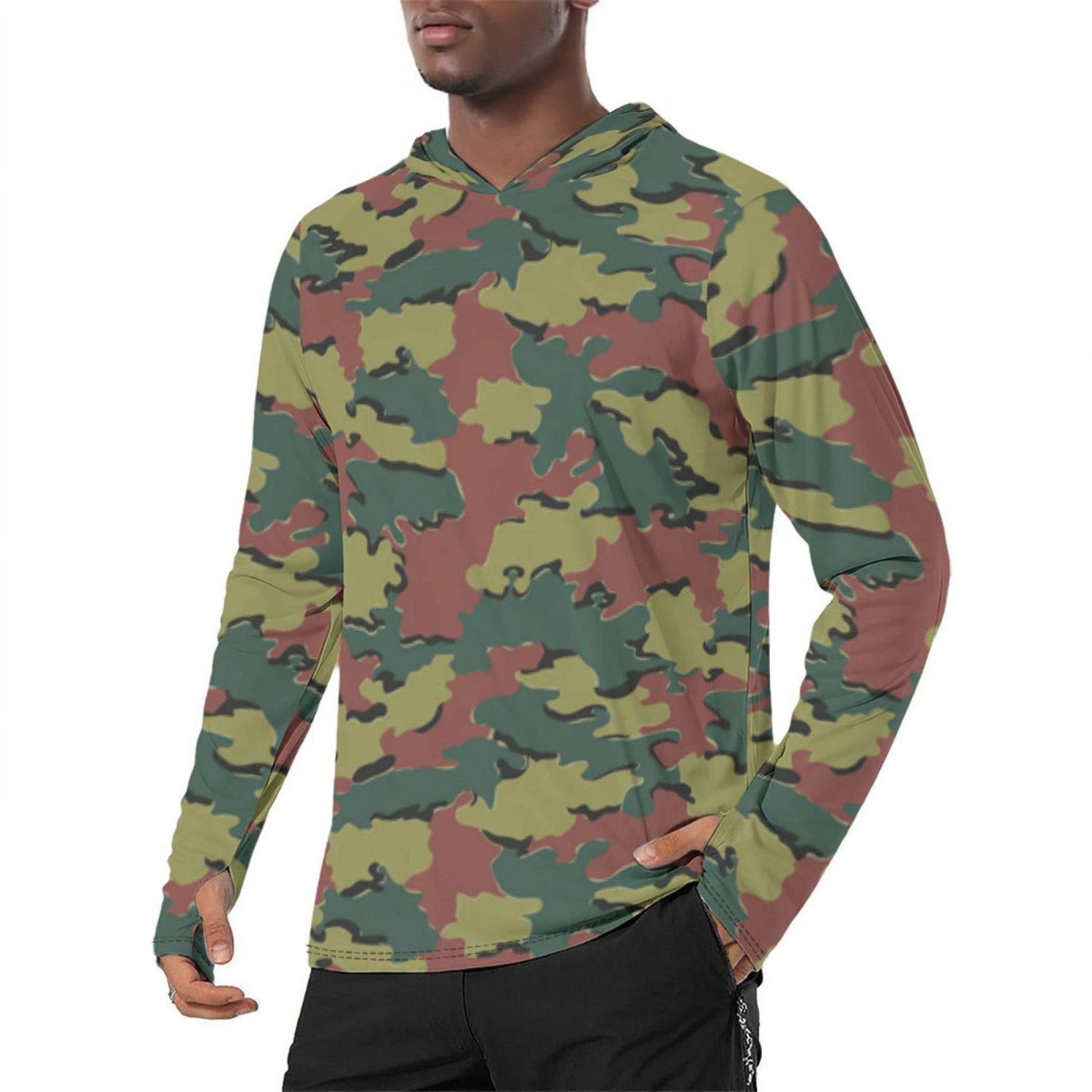 Jigsaw CAMO Mens Sunscreen Sports Hoodie With Thumb Holes - S / White