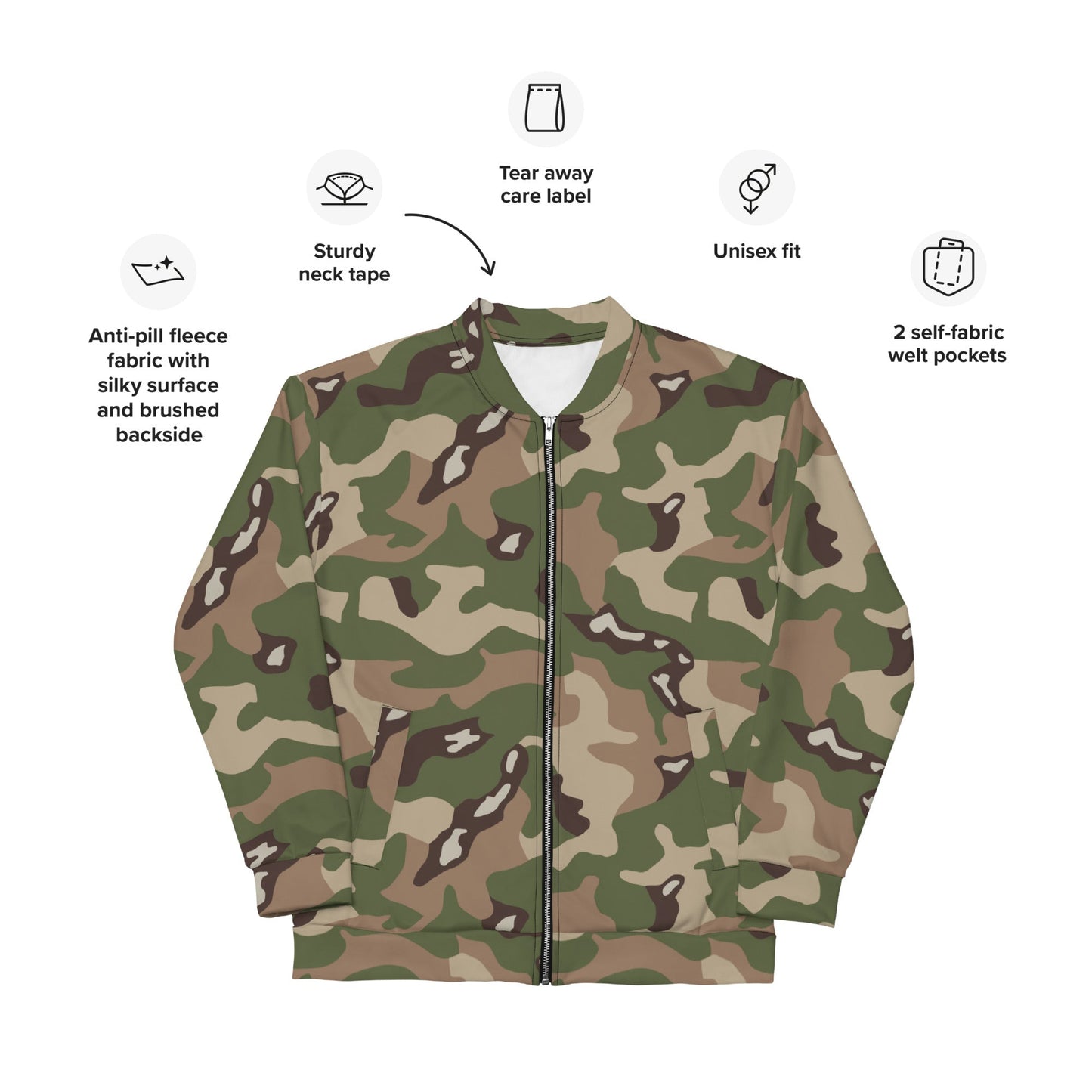Jordanian Multi-Terrain CAMO Unisex Bomber Jacket - Jackets