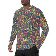Kabuki Chaos CAMO Mens Sunscreen Sports Hoodie With Thumb Holes - S / White