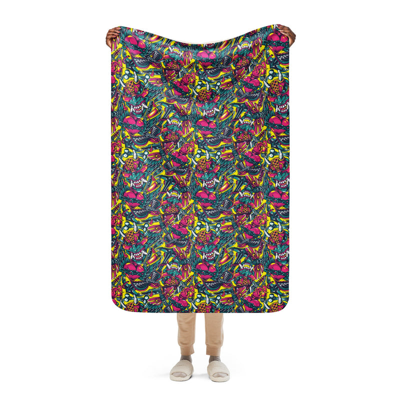 Kabuki Chaos CAMO Sherpa Blanket - 37″×57″
