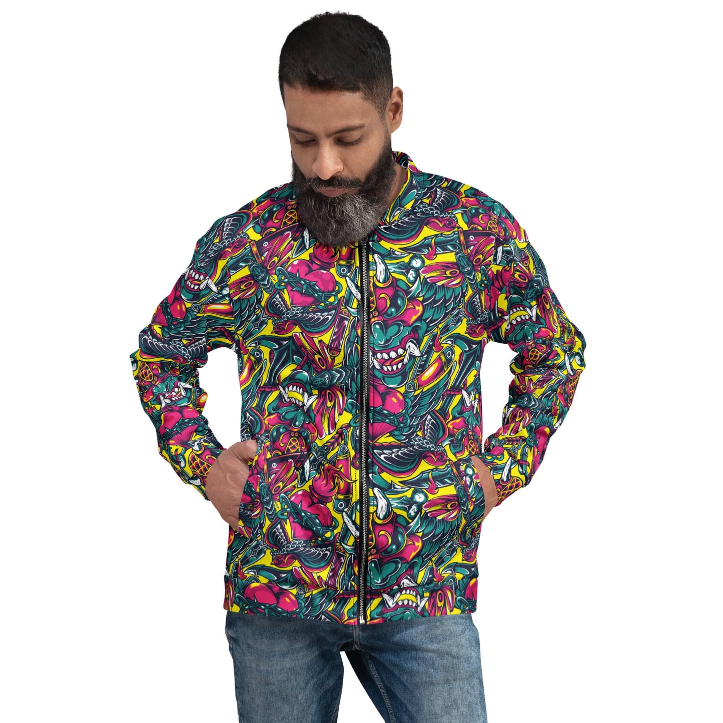 Kabuki Chaos CAMO Unisex Bomber Jacket - XS - Jackets