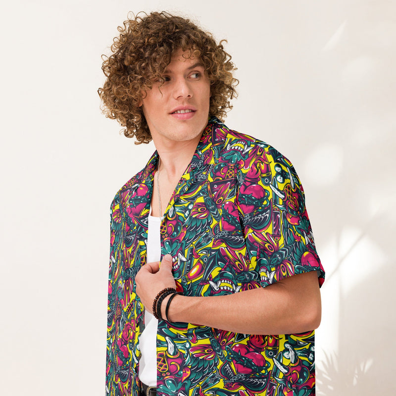 Kabuki Chaos CAMO Unisex Short-Sleeve Button Shirt - Button-Up