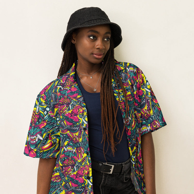 Kabuki Chaos CAMO Unisex Short-Sleeve Button Shirt - Button-Up