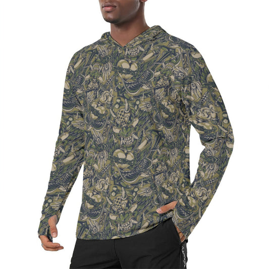 Kabuki Phantom Multi-terrain CAMO Mens Sunscreen Sports Hoodie With Thumb Holes