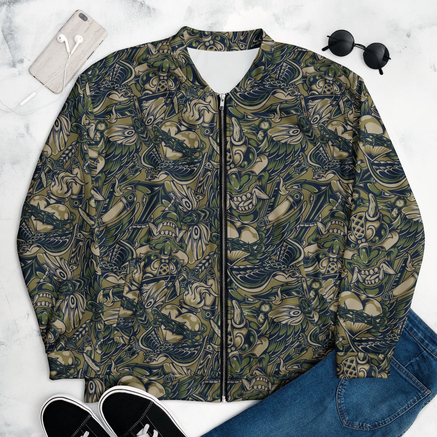 Kabuki Phantom Multi-terrain CAMO Unisex Bomber Jacket - Jackets