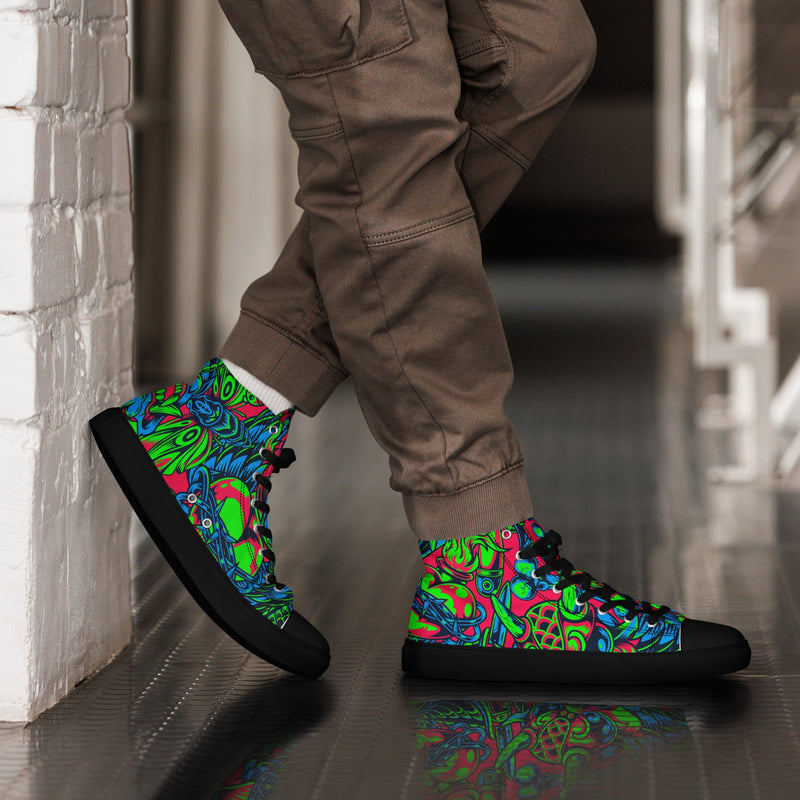 Kabuki Phantom Neon CAMO Mens High-Top Canvas Shoes - 5